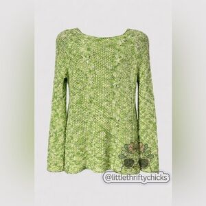Beretti Made in Italy Green Open Knit Sweater Size L